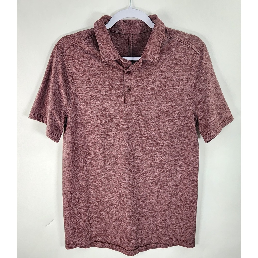 Lululemon Evolution Polo Shirt Men's S Heathered Wine Stretch Golf Preppy